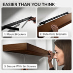 Homeforia Walnut 12 inch Floating Shelf, High End Solid Real Wood Small 12inch Floating Shelves for Wall Mounted, Dark Brown 12in Floating Shelves, Heavy Duty Bracket, 12 X 6.5 X 1.75 inches, Set of 3