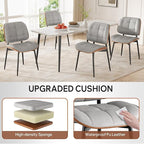 Dining Chairs Set of 2, Mid Century Modern Dining Room Chair, Upholstered Faux Leather Kitchen Chairs with Thick Cushion and Walnut Bentwood Back for Kitchen Dining Room, Grey