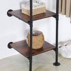 Industrial Pipe Clothing Rack with Shelves, 71inch Wall Mounted Closet Storage Racks,Hanging Clothes Retail Display Rack, Garment Racks with Shelves Closet Rods System