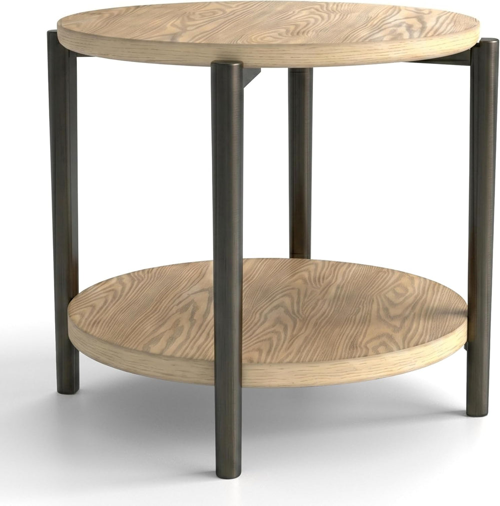 Furniture of America Onos Modern Solid Wood 26.6-inch Round End Table with Op...