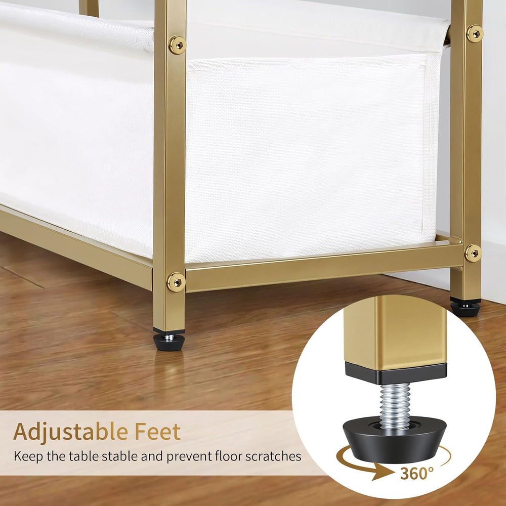 Nesting End Tables Set of 2, Stacking Side Table with Fabric Storage Basket, ...