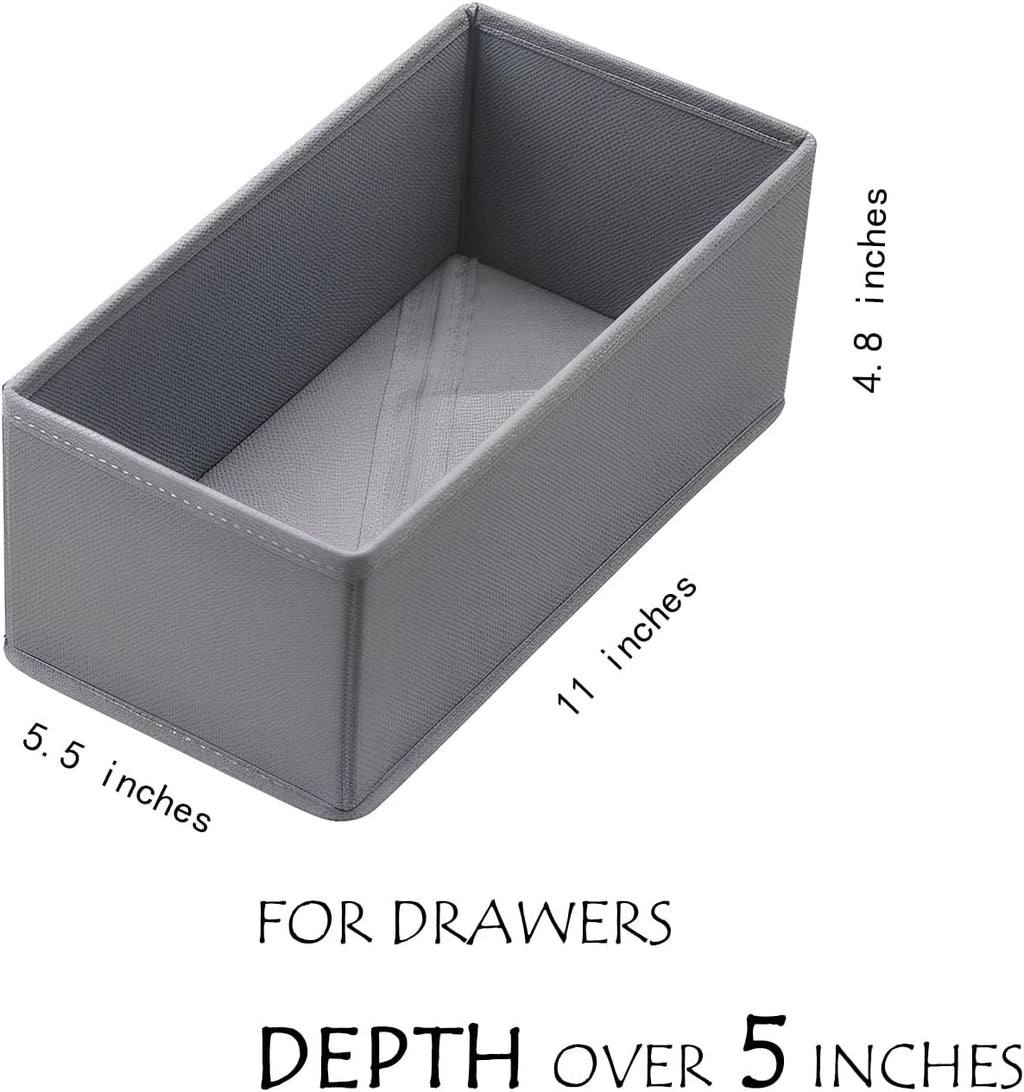 Dresser Drawer Organizer 3-Pack Gray - Small Storage Bins for Socks & Underwear, Foldable Fabric Dividers for Closet