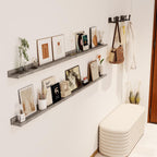 Axeman Grey Floating Shelves | 72 Inch Picture Ledge Shelf Set of 2 | Rustic Grey Picture Shelf for Wall with Ledge | Long Wall Shelves with Lip | Photo Ledge Shelves for Books Album Records