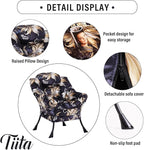 Tiita Lazy Chair with Ottoman, Modern Large Accent Lounge Chair, Leisure Sofa Armchair with Ottoman, Reading Chair with Footrest for Bedroom, Living Room, Dorm Rooms, Garden and Courtyard