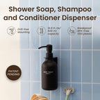 MaisoNovo Shampoo and Conditioner Dispenser - Shower Soap Dispenser Wall Mounted - 16.9 fl oz Set of 1 Black Plastic Bottles Black Pump - 1 Chamber No Drill