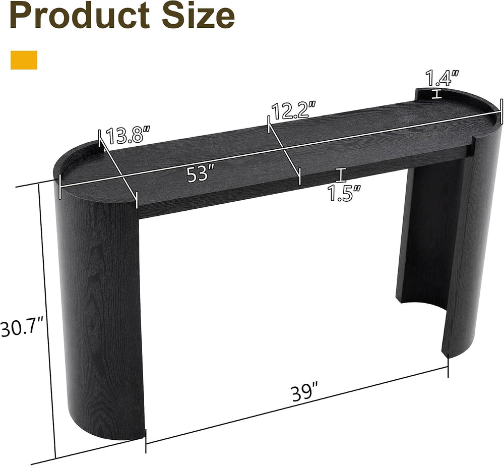 Black Curved Foyer Table Black Wood Grain Entrance Small Space Living Room So...