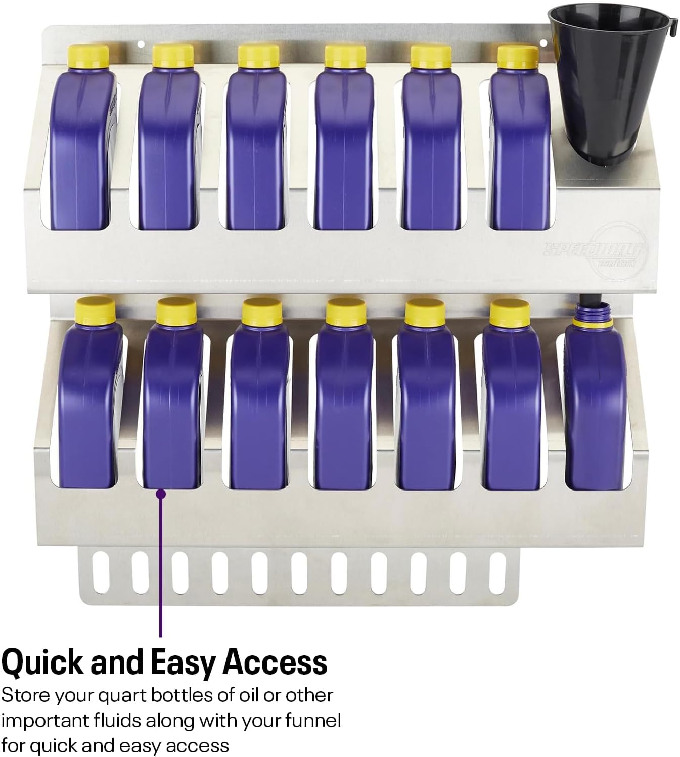 Speedway Motors 12-Quart Oil Storage Shelf, Aluminum, For Garage/Trailer