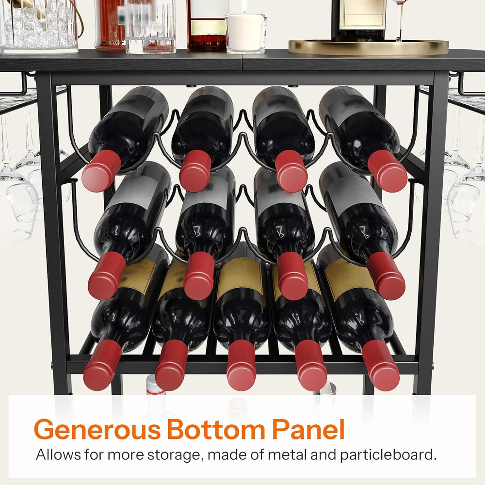 HOOBRO 5-Tier Wine Rack with Glass Holder, Wine Storage Freestanding Floor, V...