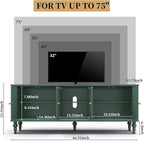 3More 67" Mid Century Modern TV Stand with Window Design,Wood Entertainment Center with Open Shelf,Up to 70" Media TV for Living Room or Bedroom,Green