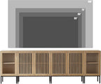 Modern TV Stand for TVs up to 100 Inch, Entertainment Center TV Console with Storage Cabinets and Glass Doors,Media Console for Living Room,Oak
