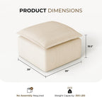 Beige Corduroy Pouf for Modular Sectional Sofa, Matching Accessory for Living Room, Bedroom and Apartment