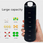 Black Plastic Weekly Pill Organizer - Smart Medicine Pill Organizer Travel - Waterproof, BPA-Free 7 Day Medicine Container - Pill Holder for Vitamins & Medications