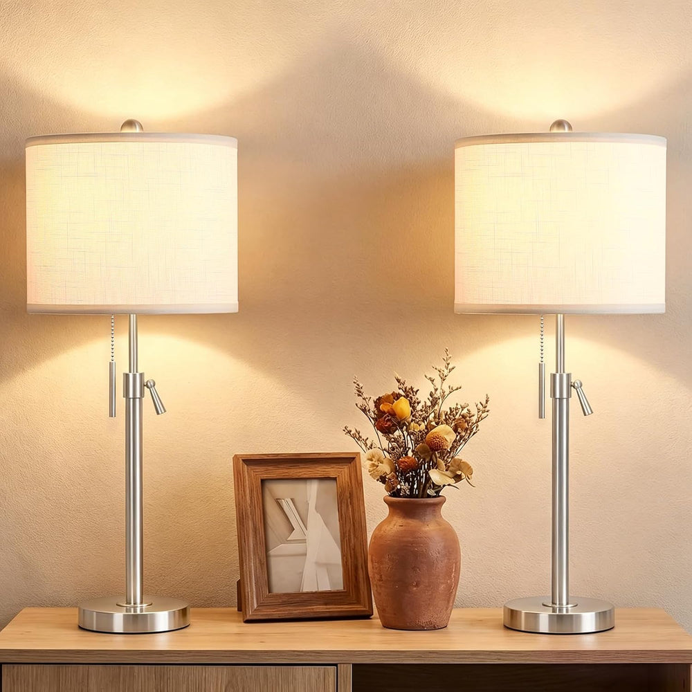 Qingmiao Table Lamps Set of 2, 22" to 30" Adjustable Nightstand Lam...