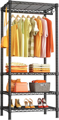 Ulif H4 Mini Portable Closet, 4 Tiers Freestanding Clothing Garment Rack for Small Space, Metal Clothes Wardrobe System for Bedroom, 23.6" W x 14" D x 76.4" H, Load 502 lbs, Black