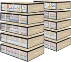StorageRight Under Bed Storage Bins,10-Pack 40L Foldable Fabric Storage Bags with Transparent Window, Breathable Organizer for Clothes/Blanket/Comforter/Quilts,Beige