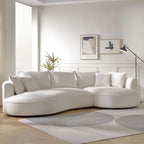 Oversized Curved Sectional Sofa, 125", 5-Seater, Upholstered, Boucle, Cloud | Boucle Upholstered Modular Couch with Chaise, Deep Seat Luxury Cloud Sofa, for Living Room, Apartment, Right Facing, Beige