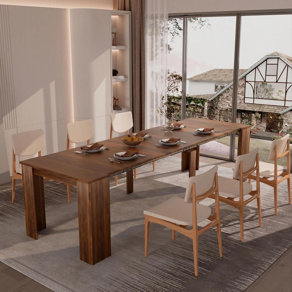 20"-118" Extendable Dining Table for 2-12 People, Modern Modular Ex...