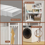 Over The Washer and Dryer Storage Shelf, 3 Tier Laundry Room Metal Drying Rack with Towels Hangers, Space Saver Organizer for Hanging Clothes and Towels (Metal White FA1)