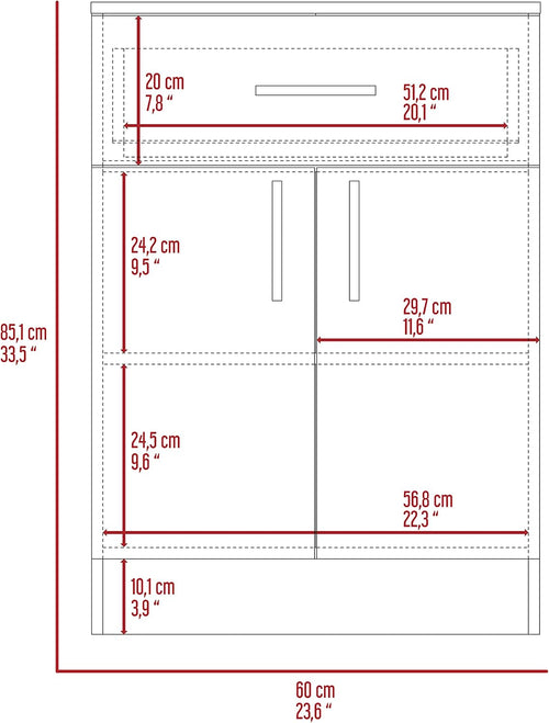 23.6" D*15.9" W*33.5" H Freestanding Kitchen Pantry with Dawer & Shelf, Double Door, Natural Wood Top, Rectangular Storage Cabinet, Modern Minimalist, for Living Room, Dining Room, White