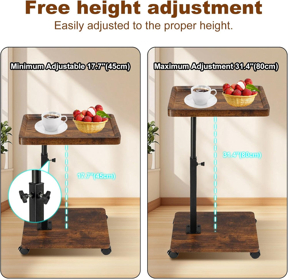 Side Table TV Tray for Couch,Height Adjustable C Shaped End Table for Small S...