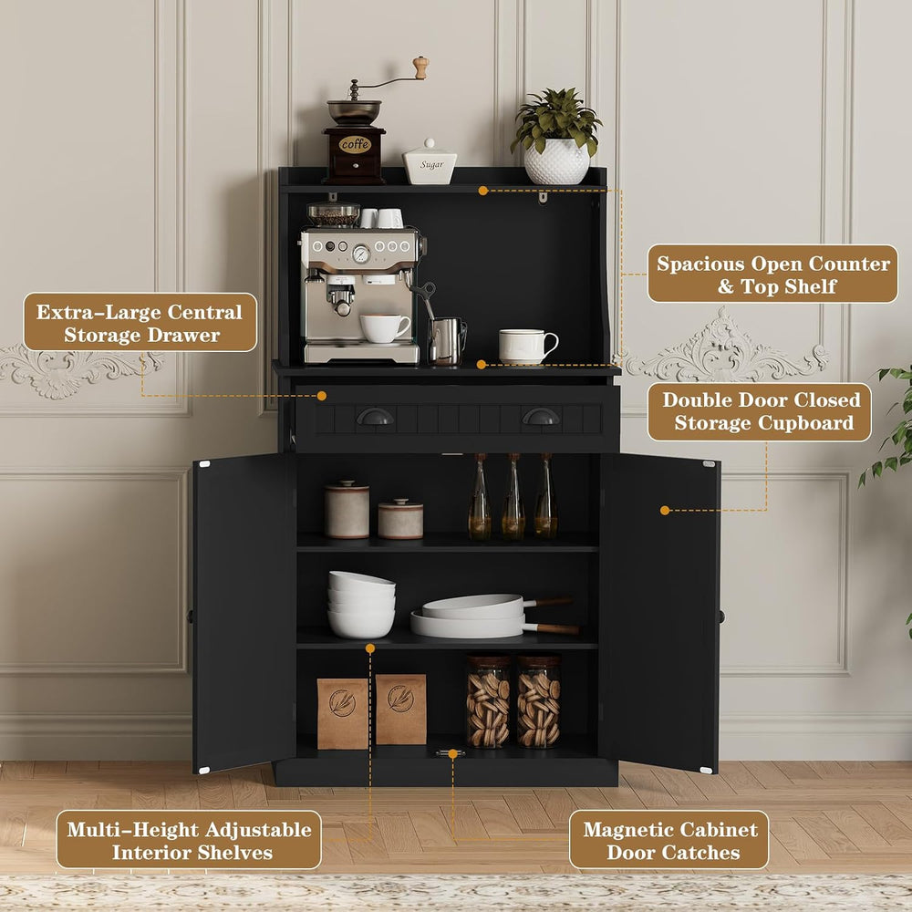 ARTPOWER 54" Kitchen Microwave Cabinet/Stand with Storage and Drawers, P...