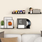Lifewit Floating Shelves for Wall, 12 Pack Black Acrylic Shelf 15" Room Decor for Bookcase/Vinyl Record Display/Photo/Picture in Bedroom, Living Room, Bathroom, Kitchen Storage and Organization