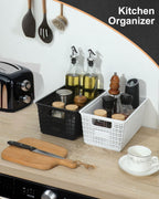 EOENVIVS Set of 6 Baskets For Organizing, Plastic Storage Bins and Small Basket for Organization and Storage Shelves Drawers Desktop Closet Playroom Classroom Office, Black