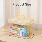 Pulseplay Clear Storage Box Container with Handle Medicine Organizer Box with Removable Tray Multipurpose Medicine Container Chest