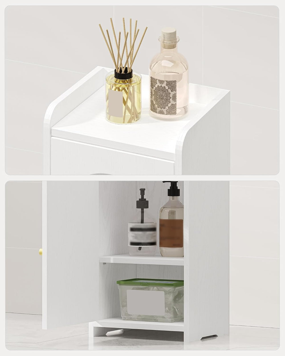 Hzuaneri Bathroom Storage Cabinet, Small Corner Floor Cabinet with 2 Doors an...