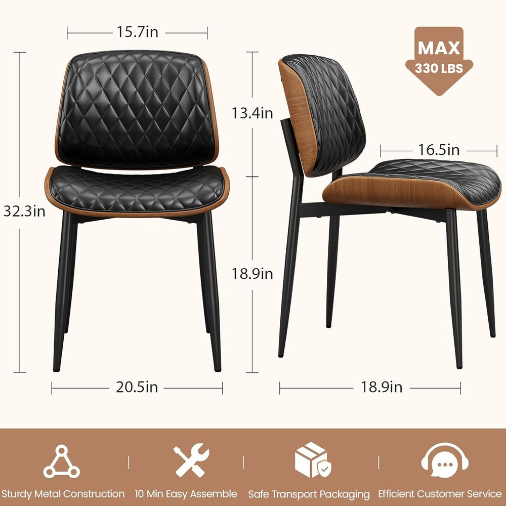 REONEY Dining Chairs Set of 4, Mid-Century Modern Upholstered PU Leather Chai...