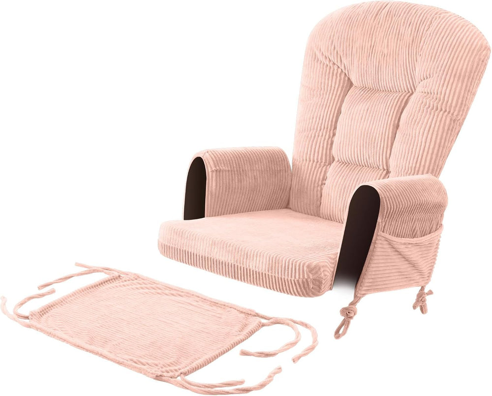 5PCS Glider Rocker Replacement Cushions with Storage Side Pockets, Pink
