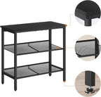 HOOBRO Black Side Table, 3-Tier Metal Side Table, Small Black Table with 2 Flat or Slant Adjustable Shelves for Small Spaces, Hallway, Living Room, Bedroom, Sturdy, Easy Assembly, Black BB23BZ01G1