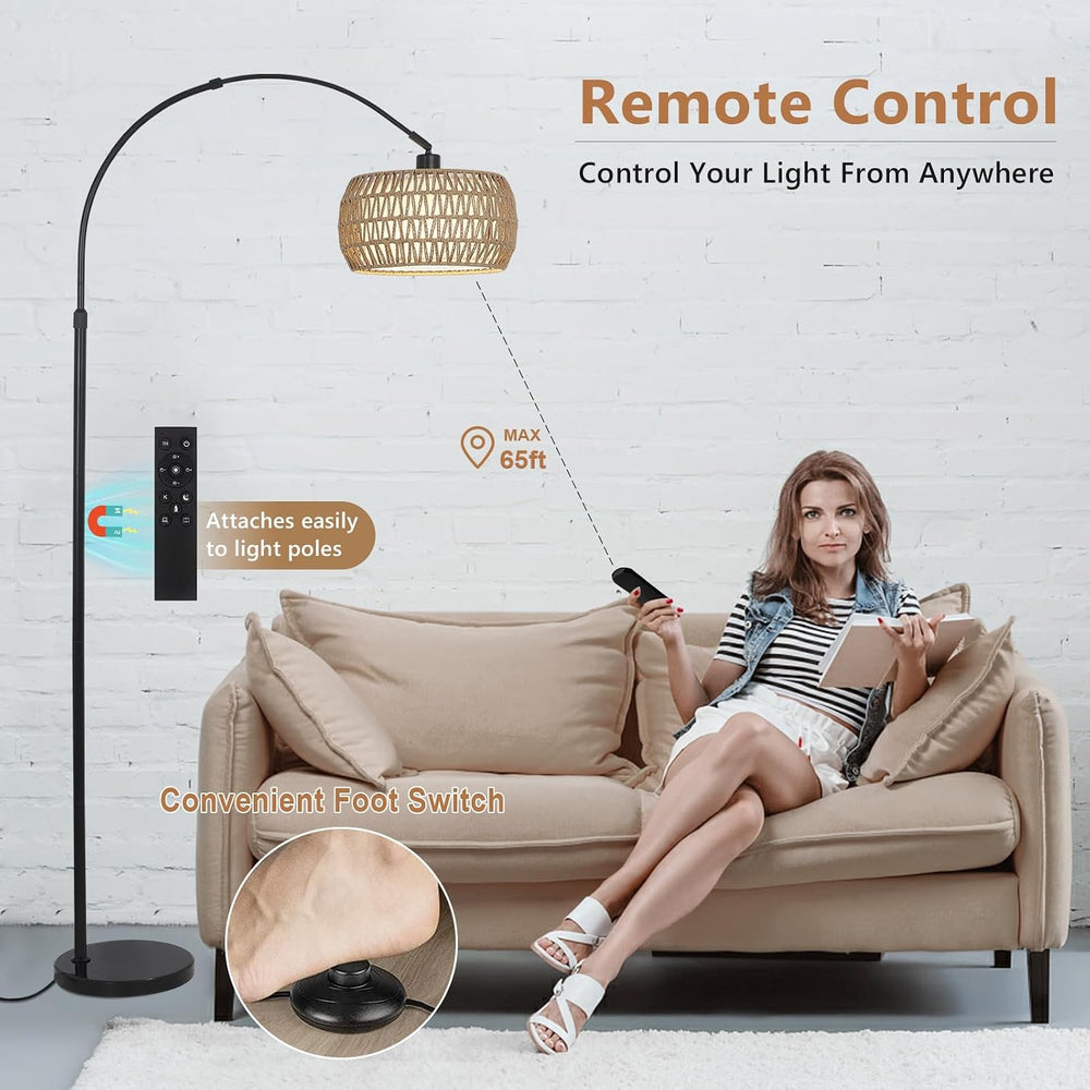 Arc Floor Lamps for Living Room with 3 Color Temperatures, Black Standing Lam...