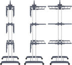 HOMIDEC Clothes Drying Rack, Oversized 4-Tier(67.7" High) Foldable Stainless Steel Drying Rack Clothing, Movable Drying Rack with 4 castors, 24 Drying Poles and 14 Hooks for Bed Linen, Clothing, Grey