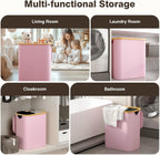 Hampers for Laundry Basket with Lid, 145L Extra Large 3 Section Clothes Divided Organizer for Bedroom, Laundry Room, Dirty Clothing Hamper, Pink