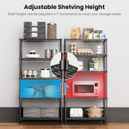 72" H Storage Shelves 5 Tier Wire Shelving with Shelf Liners, Adjustable Metal Garage Shelving, 1325LBS Heavy Duty Commercial Storage Rack for Pantry Kitchen, 35" W x 16" D x 72" H, Black