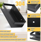 Lallisa 2 Pieces Stainless Steel Shelf Bathroom Shower Floating Shelves Wall Mounted Shower Caddy Basket Shelf Storage Organizer Shelves for Bathroom, Kitchen, Living Room (7.87 Inches/ 20 cm,Black)