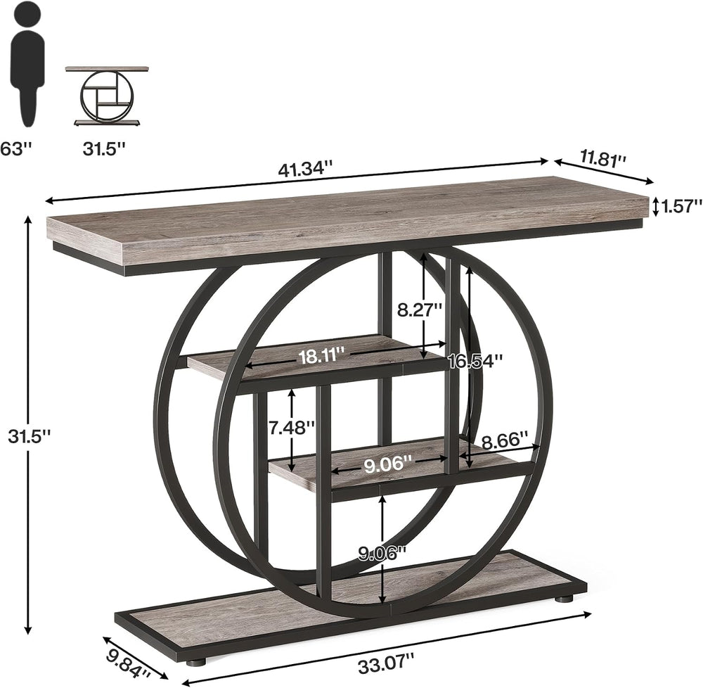 Tribesigns 41.3" Console Table, Industrial 4-Tier Sofa Table Entryway Ta...