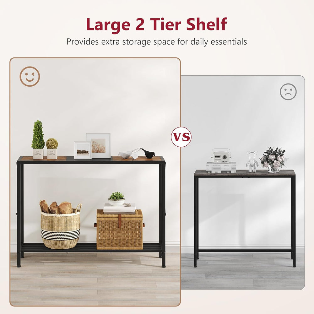 Tajsoon Console Table 41.8”, 2-Tier Industrial Entryway Table, Narrow Entranc...