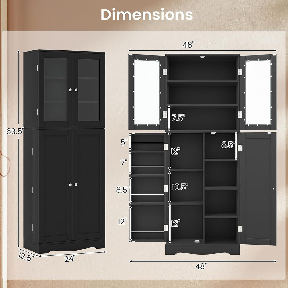LOKO 63.5" Tall Kitchen Pantry Storage Cabinet, Freestanding Food Storag...