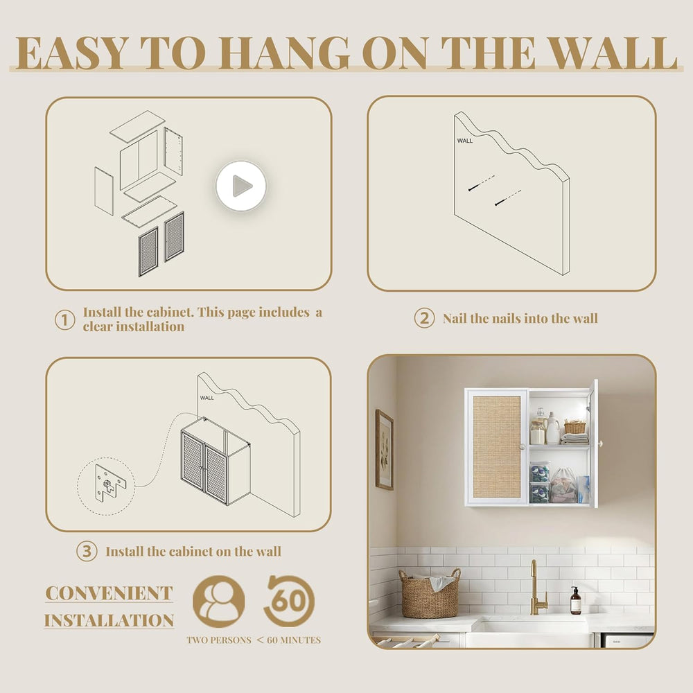Laundry Room Cabinets with Lights, 24INCH Bathroom Cabinets Wall Mounted with...