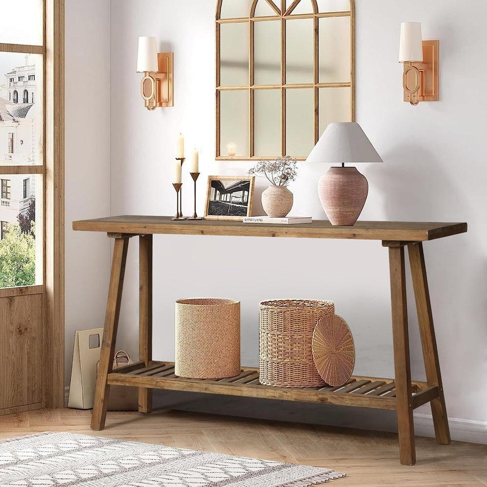 HOKYHOKY Reclaimed Solid Wood Console Table, 59" Farmhouse Entryway Tabl...