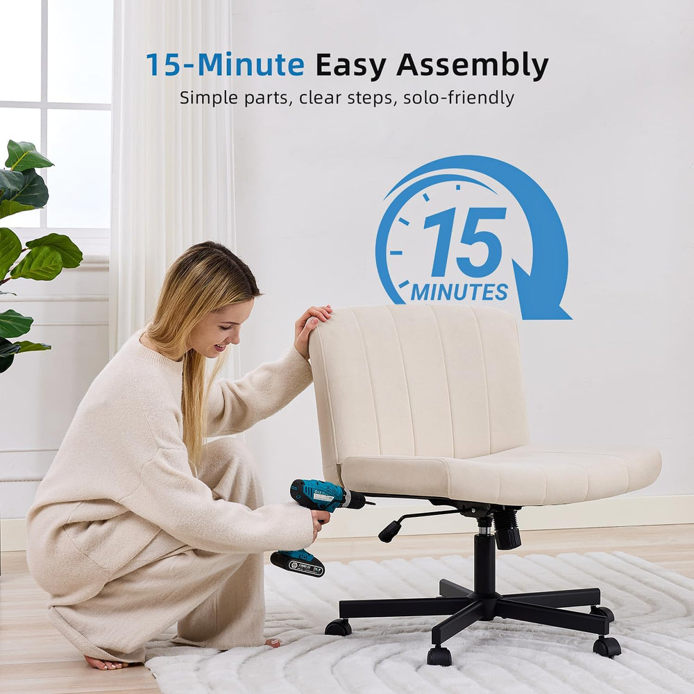 amseatec Criss Cross Office Chair with Wheels, Fabric Makeup Vanity Chair | E...