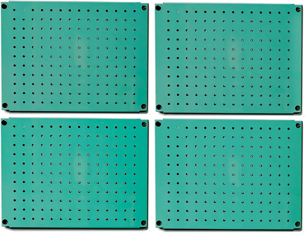 Metal Pegboard 12-Inch Tall x 16-Inch Wide Heavy Duty Wall Organizer for Home Garage Tool Storage 4pcs Green