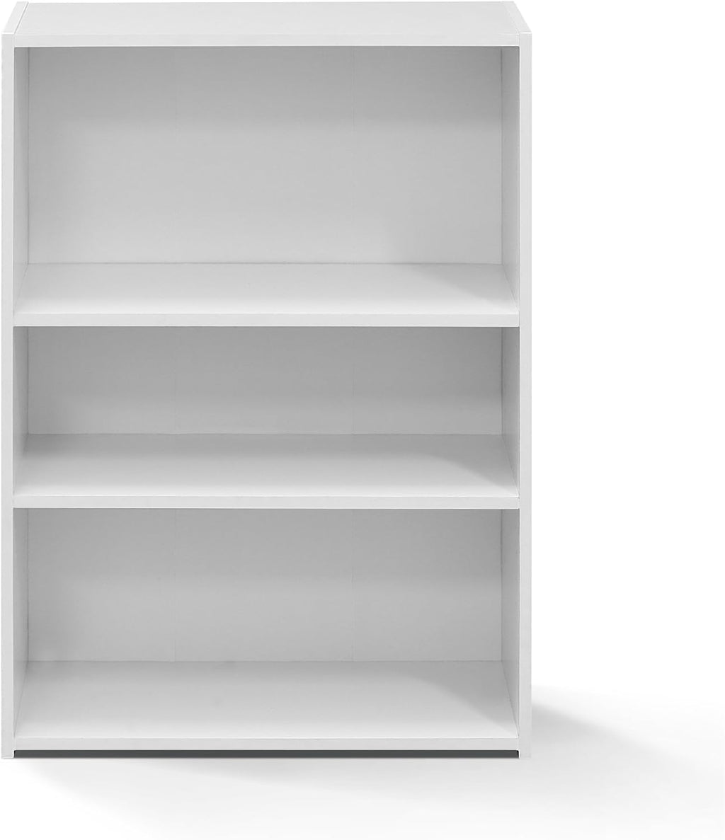 Furinno WRIGHT Book Shelf, 3-Tier Modern Bookshelf, Bookcase with Closed Back, 11.6" x 24.5" x 35.3", for Living Room, Bedroom, Home Office, Soft White
