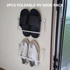 Foldable RV Shoe Rack, 13INCH Aluminum Wall-Mounted Camping Shoe Organizer, 90° Foldable Design for Space Saving, Easy Install Shoe Holder for RV, Camper, Tiny House, Apartment
