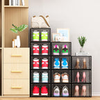 10 Pack Shoe Organizer, Stackable Shoe Box with Magnetic Door, Foldable Space-Saving Shoe Storage for Closet, Entryway, Under Bed, Durable Shoe Cabinet & Rack