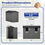 Greesum 4x8FT Plastic Outdoor Storage Shed with Floor, Resin Storaged Sheds with Lockable Door, Window & Vent, All-Weather Tool Sheds for Garden, Backyard, Patio, Dark Gray (One-Piece Panel)