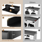 4 Drawers Washer Dryer Countertop with Shelf, 27.5" D x 54" W Laundry Topper with 3.54" High Guardrails and Non-Slip Pads,Extra Storage Organizer for Over Washer and Dryer, Holds 66 Lbs, Black