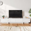 98” TV Stand for Living Room, Modern Entertainment Center with Drawers & Storage Compartments, Large TV Console Fits 55”-95” TVs, Square Top with Grooved Drawer Fronts & Stable Base,White